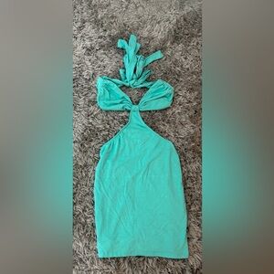 SHEIN Turquoise Halter Dress